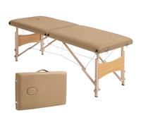 HOMCOM Table de Massage Pliable Port. Bois 186x60x61-87cm Marron Clair