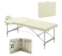 HOMCOM Table de Massage Pliante cosmétique lit de Massage Portable Charge Max. 225 Kg Hauteur réglable Cadre en Alliage d'aluminium crème