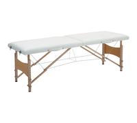 HOMCOM Table de massage pliante, lit de massage 2 zones, hauteur réglable, oreiller facial amovible, 186 x 60 x 58-81 cm, crème