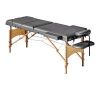 HOMCOM Table de massage pliante, lit de massage 3 zones portable 185 x 60 cm, hauteur et dossier réglables, appui-tête, gris