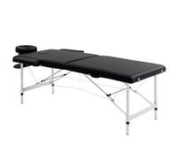 HOMCOM Table de Massage Pliante Portable Hauteur Réglable Noir | Cosmétique, Lit de Massage, Charge 225 Kg, Cadre en Alliage d'Aluminium