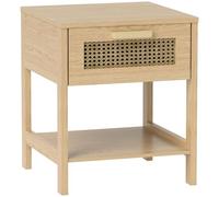 HOMCOM Table de Nuit avec tiroir 40x40x48,4cm Naturel | Étagère, table de nuit, design rotin, table de canapé pour chambre, salon