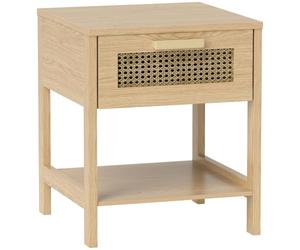 HOMCOM Table de Nuit avec tiroir 40x40x48,4cm Naturel | Étagère, table de nuit, design rotin, table de canapé pour chambre, salon
