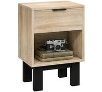 HOMCOM Table de Nuit avec tiroir pour Chambre Chêne 35x26x50cm | Étagère ouverte, table de nuit, meuble de nuit pour salon