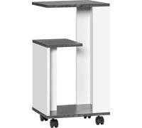 HOMCOM Table de nuit Table d'appoint à roulettes Table basse au design moderne Table de salon avec 3 étagères pour chambre à coucher Salon Gris Blanc 35 x 29,5 x 65,5 cm