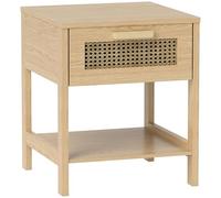 HOMCOM Table de nuit table d'appoint table de nuit naturelle avec tiroir étagère ouverte design rotin naturel 40 x 40 x 48,4 cm