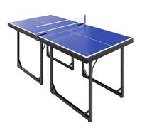 HOMCOM Table de ping-pong pliable 182 x 91 cm, facile à transporter, résistante aux intempéries, stable, table de tennis avec maille et cadre en acier, pour intérieur et extérieur, bleu