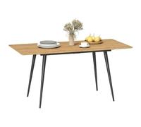 HOMCOM Table de Salle à Manger Extensible 120/160 x 75 cm Table de Cuisine pour 6-8 Personnes, Table de Salle à Manger Moderne avec Pieds en Acier, Nature