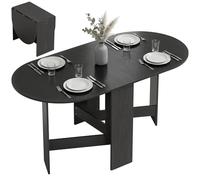HOMCOM Table de salle à manger ovale pliante, gain de place, noir