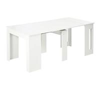 HOMCOM Table de salle à manger pliable pour 4-6 personnes avec ailes pliables Table d'appoint multifonction pour studio de cuisine Charge 60 kg 180 x 85 x 75 cm Blanc
