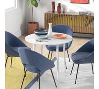 HOMCOM Table de salle à manger pliante 2 abattants, table ronde extensible pour 4 personnes, pieds en bois Ø 89 x 73,5 cm, blanc
