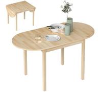 HOMCOM Table de Salle à Manger Pliante pour 4-6 Personnes en Bois Massif 2 abattants - Table Ovale Extensible - Peu encombrante, pour Petit Espace, 140L x 70l x 75H cm