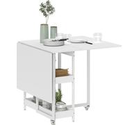 HOMCOM Table de salle à manger pliante Table de cuisine pour 2-4 personnes avec 2 étagères ouvertes, table de salle à manger pliante avec roulettes pour les petites pièces, la salle à manger, la cuisi