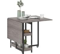 HOMCOM Table de salle à manger pliante Table de cuisine pour 2 à 4 personnes avec 2 plateaux ouverts, table de salle à manger mobile Table pliante à roulettes pour les petites pièces, la salle à mange