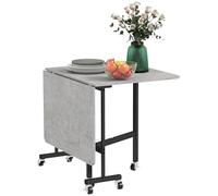 HOMCOM Table de salle à manger pliante, table pliante pour 4-6 personnes, table de cuisine moderne à faible encombrement avec 6 roulettes, bois MDF et acier, 120x80x73 cm, gris