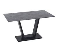HOMCOM Table de salle à manger pour 4-6 personnes, Table de salon avec plateau effet marbre et base en acier, 140x80x76 cm