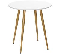 HOMCOM Table de salle à manger ronde pour 2 personnes Table de cuisine style nordique avec comptoir mat et pieds en métal pour salon Charge 80 kg Ø72x75 cm Blanc