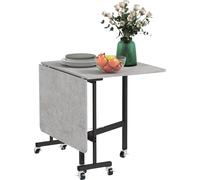 HOMCOM Table de salle à manger, table de cuisine pliante avec roulettes, pieds en acier, table pliante pour 4-6 personnes, table de salle à manger, 120 x 80 x 73 cm, Gris