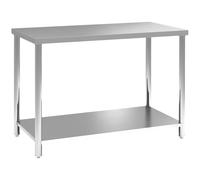 HOMCOM Table de Travail à 2 Étagères Charge 100 kg 120 x 60 x 86 cm Argenté | Établi d'Atelier en Acier Inoxydable, Plan de Travail pour Atelier, Garage, Hangar