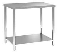 HOMCOM Table de Travail en Acier Inoxydable Table de préparation 2 étagère, Plan de Travail pour Cuisine, Garage, Jardin, 90 x 60 x 86 cm, argenté