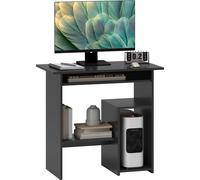 HOMCOM Table d'ordinateur, bureau avec compartiments ouverts et étagères, table de bureau, bureau d'enfant, table PC pour bureau, salle d'étude, 80 x 45 x 75 cm, noir