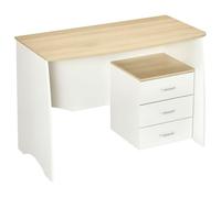 HOMCOM Table d'ordinateur Bureau Informatique avec Caisson de Bureau à 3 tiroirs - en Bois Blanc et chêne Clair