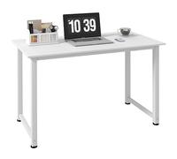 HOMCOM Table d'ordinateur 120 x 60 x 76 cm Multifonction Grand plateau Cadre robuste en métal Blanc