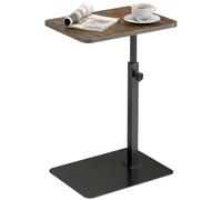 HOMCOM Table en Forme de C, Hauteur réglable, Base métal, Brun Rustique