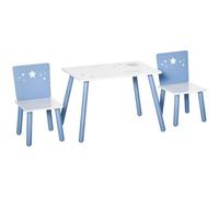 HOMCOM Table Enfant avec Chaise, Ensemble Table et 2 Chaises 2-4 Ans Bleu | en Bois, pour Dessiner, Jouer, Étudier, Cadeau pour Fille Garçon, pour Salle de Jeux, Chambre, Maternelle
