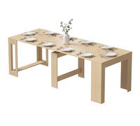 HOMCOM Table extensible pour petits espaces, transformable en console, places pour 10 personnes, aspect bois Marron clair