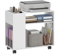 HOMCOM Table imprimante Roues Compartiment divisé 70x34x60 cm Blanc