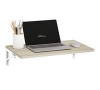 HOMCOM Table murale pliante 60 x 40 cm - Bureau flottant peu encombrant avec coins arrondis - Pour bureau à domicile, salon, chambre à coucher, cuisine - Chêne