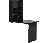 HOMCOM Table murale pliante Bureau pliant avec tableau Table informatique pliante pour bureau Noir 60 x 94,5 x 147 cm