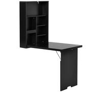 HOMCOM Table murale pliante Bureau pliant avec tableau Table informatique pliante pour bureau Noir 60 x 94,5 x 147 cm