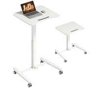 HOMCOM Table Ordinateur Portable à roulettes Réglable 75-114cm Blanc
