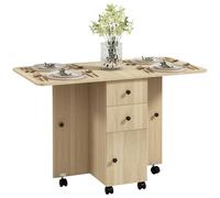 HOMCOM Table Pliante 4-6 pers. sur roulettes, Bois Naturel