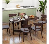 HOMCOM Table Pliante avec 2 Rabats Ovales, Console Gain de Place en Bois, Marron