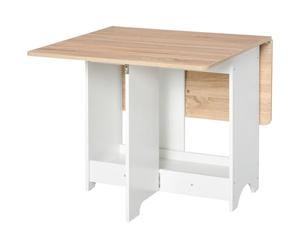 HOMCOM Table Pliante avec abattant et étagère, Salle à Manger, chêne | Pliant, table de cuisine