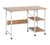 HOMCOM Table Pliante - Bureau d'appoint - Table d'ordinateur Mobile avec roulettes - MDF - Naturel - 107 x 55 x 76 cm