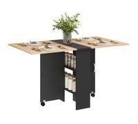 HOMCOM - Table pliante de cuisine - Panneaux de particules - 75x140x74cm - Chêne et noir