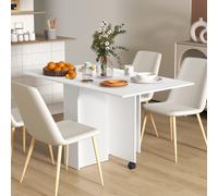 HOMCOM Table Pliante Gain de Place à 2 Rabats pour 6 Personnes avec Étagères et Roues, Blanc