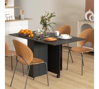 HOMCOM Table Pliante Gain de Place à 2 Rabats pour 6 Personnes avec Étagères et Roulettes, Noir