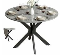 HOMCOM Table Pliante Ronde pour 2-6 Personnes 110x110x76 cm Gris Ciment