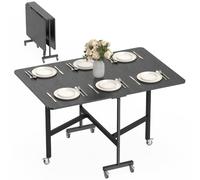HOMCOM Table Repas Pliante pour 4-6 Personnes 120x80x73 cm Noir