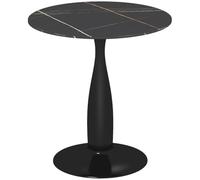 HOMCOM Table Ronde 70x70 cm pour 4 Aspect marbre Noir | Table de cuisine, table à manger, pied central, table basse, table moderne, pour cuisine, salle à manger, salon