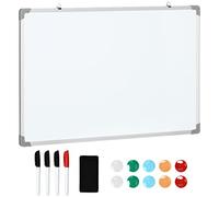 HOMCOM Tableau blanc magnétique cadre aluminium 90 x 60 cm avec feutres, effaceur et aimants