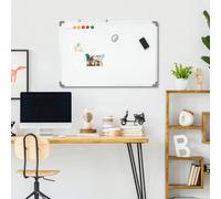 HOMCOM Tableau blanc magnétique cadre aluminium 90 x 60 cm avec feutres, effaceur et aimants Description:Effaçable, ce tableau est pratique pour écrire, dessiner, noter des informations avec des feutr