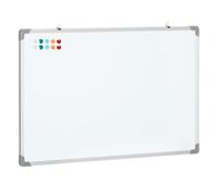 HOMCOM Tableau Blanc Magnétique Cadre Aluminium 90 x 60 cm | Feutres, Effaceur, Aimants