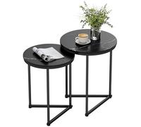 HOMCOM Tables Basses gigognes 2 Places, Tables gigognes Modernes, Tables d'appoint Rondes pour canapé avec Structure en métal pour Salon, Chambre à Coucher, Petit Espace, Effet marbre Noir