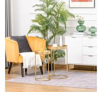 HOMCOM Tables gigognes lot de 2 tables basses rondes empilables tables d'appoint design style art déco métal panneaux MDF Ø 39 et Ø 30,8 cm or